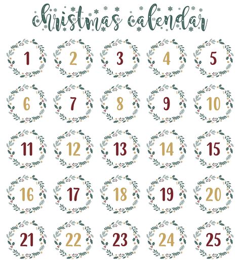 Advent Calendar Numbers Printable Pdf